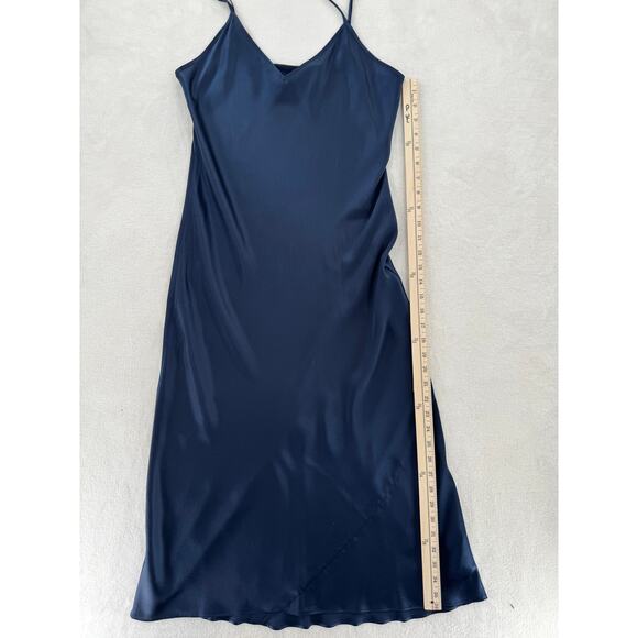 Quince Silk Slip Dress Navy Blue Sleeveless Sheath Washable Silk Midi M NWOT - Picture 6 of 9